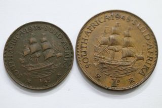 South Africa 1/2 Penny 1935,  Penny 1948 B11 Xg24