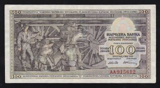 Yugoslavia - - - - - 100 Dinara 1953 - - - - - - Vf/xf - - - -