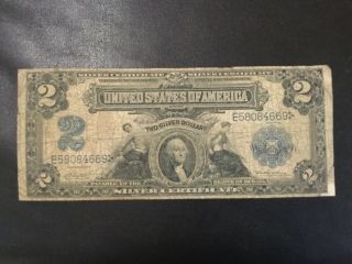 1899 Silver Certificate Paper Money - 2 Dollars Large Size Banknote