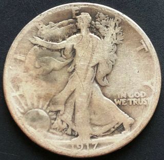 1917 Usa Walking Liberty 90 Silver 50 Cent Half Dollar Coin