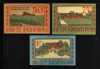 9w420 Germany Notgeld - Langenhorn - 50,  75 Pfennig,  1 Mark