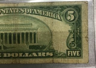1929 Five Dollar $5 Bill National Currency Des Moines,  Iowa 2307 7