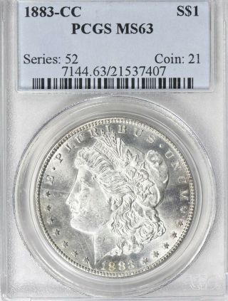 1883 - Cc 1$ Morgan Silver Dollar Pcgs Ms63 18 - 01452