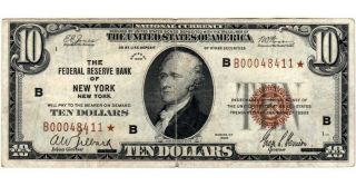 Fr.  1860 - B $10 1929 York Star Federal Reserve Bank Note Very Fine