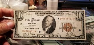 Fr.  1860 - B $10 1929 York STAR Federal Reserve bank Note Very Fine 3