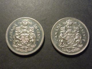 Two Canadian Nickel 50 - Cent Strike Through Errors,  1968 And 1974
