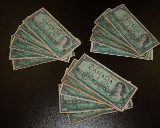 15 1954 Canada One ($1) Dollar Notes
