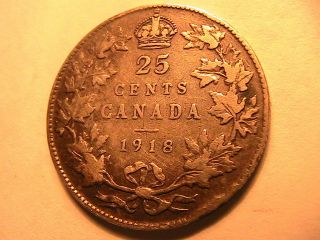 1918,  1929 CANADA 25 Cents VG - F Orig Tone Twenty Five Cent Silver Quarter Coins 3