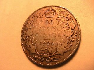 1918,  1929 CANADA 25 Cents VG - F Orig Tone Twenty Five Cent Silver Quarter Coins 5