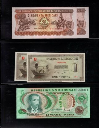 Banknote Galore,  Selection Of Foreign Currency,  Indochina,  Philippines.  (008)