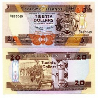 Solomon Islands 20 Dollars Prefix B/1 Nd (1986) P - 16 Unc