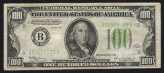 1934 $100 YORK Federal Reserve Note Fr 2052 - B B00429159A 2