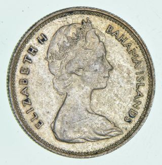 Silver - World Coin - 1966 Bahama Islands 50 Cents World Silver Coin 10.  3g 891