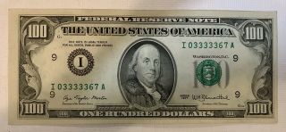 Misprinted Us $100 Bill - Series 1977 - Uncirculated