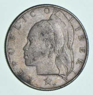 Silver - World Coin - 1960 Liberia 50 Cents - World Silver Coin 10.  7 Grams 988