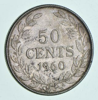 SILVER - WORLD Coin - 1960 Liberia 50 Cents - World Silver Coin 10.  7 Grams 988 2