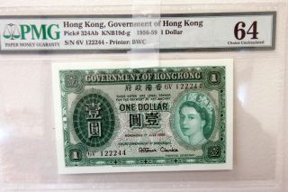 Hong Kong.  Government Of Hong Kong 1959 $1 P - 324ab Knb19d - G Pmg Graded Cu 64 Bwc