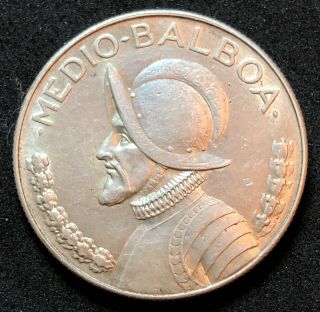 Panama 1968 Medio 1/2 Balboa - 12.  5 Grams Of Silver In High Extra Fine