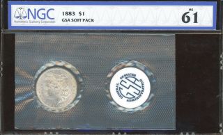 1883 P Better Date Gsa Ngc Ms61 Morgan Silver Dollar Soft Pack Non - Cc