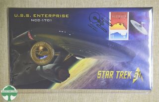 2016 Star Trek U.  S.  S.  Enterprise Stamp And Coin In Cover - The Perth