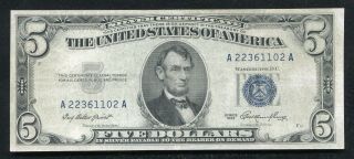 1953 $5 FIVE DOLLARS BLUE SEAL SILVER CERTIFICATE “MAJOR PRINT SHIFT ERROR” 2