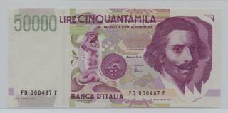 [$] Italy,  1992,  50000 Lira,  Gem Unc