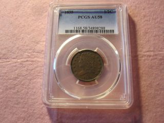 1835 Classic Head Half Cent Pcgs Graded Au58 (1/2c)