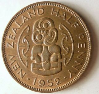1952 Zealand 1/2 Penny - Au - Great Coin - - Zealand Bin D