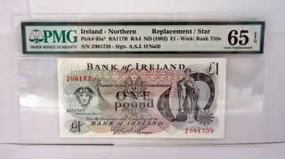 Northern Ireland,  Bank Of Ireland 1983 1 Pd,  P - 65a Star Pmg Gem Unc 65 Epq