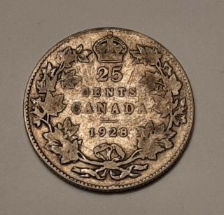 1928 Canada 25 Cents Coin (80 Silver) - King George V