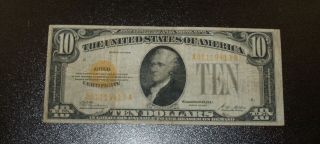 1928 $10 Gold Certificate - Very Fine Note