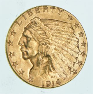 $2.  50 United States 90 Us Gold Coin - 1914 - D Indian - 638