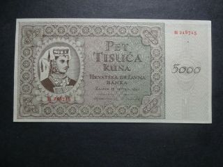 Croatia Ndh 1943,  5000 Kuna,  Unc Banknote