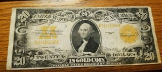 1922 $20 Us Gold Certificate Note Speelman/white