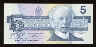1986 Bank Of Canada $5 Banknote - Radar - Bc - 56d S/n: Anj2871782
