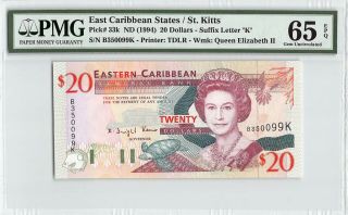 East Caribbean States / St.  Kitts Nd (1985 - 93) P - 23v1 Pmg Gem Unc 66 Epq $10