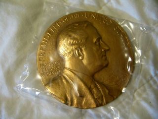 Estate Vintage U.  S.  3 In.  Bronze Medal - Franklin D.  Roosevelt 131