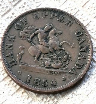 1854 Bank Of Upper Canada One Half Penny Copper Token Collector Coin