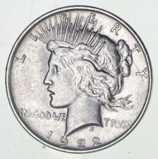 Early - 1922 - D - Peace Silver Dollar - 90 Us Coin 859