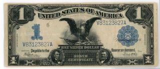 1899 $1 One Dollar Black Eagle Silver Certificate Large Note Hard Crease Le760
