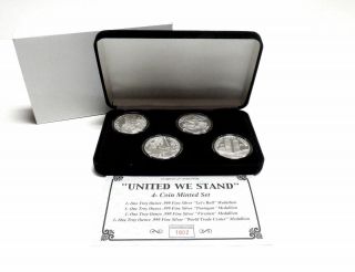 " United We Stand " 4 Coin 9 - 11 Medallion Set 1 Oz Fine Silver