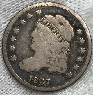 1837 Capped Bust Half Dime Vg Large 5c Key Red Book Variety Full Liberty