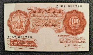 10 Ten Shillings Bank Of England About Uncirculated Bank Note 8/11