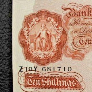 10 TEN SHILLINGS BANK OF ENGLAND ABOUT UNCIRCULATED BANK NOTE 8/11 3