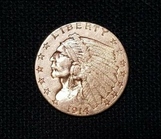 1914 - D Indian Head Quarter Eagle $2.  50 Gold Coin " We Combine "