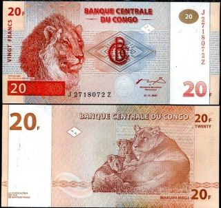 Congo 20 Francs 1997 P 88a Z Suffix Unc