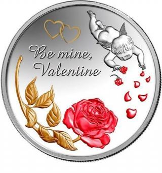 Niue 2014 2$ Be Mine Valentine Angel Love Proof.  999 1oz Silver Coin