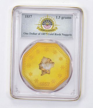 1857 One Dollar Of Gold Rush Nuggets - 1.  5 Grams - Ss Central America Pcgs 1497