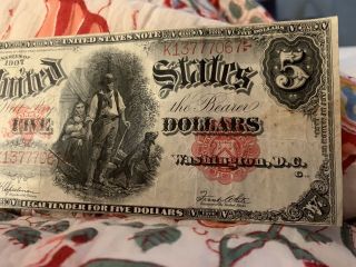 1907 $5 Five Dollar Woodchopper Legal Tender Note