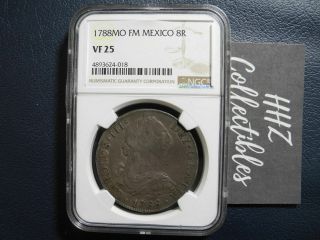 Ngc Mexico 1788 8 Reales Carolus Iii Spanish Colonial Silver Coin Vf25 No Rev